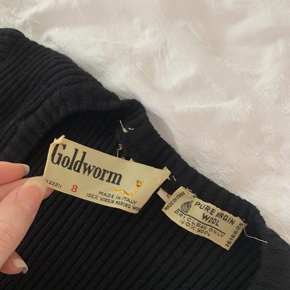 Vintage Goldworm Black Wool Sweater Dress sz Small - Picture 3 of 12